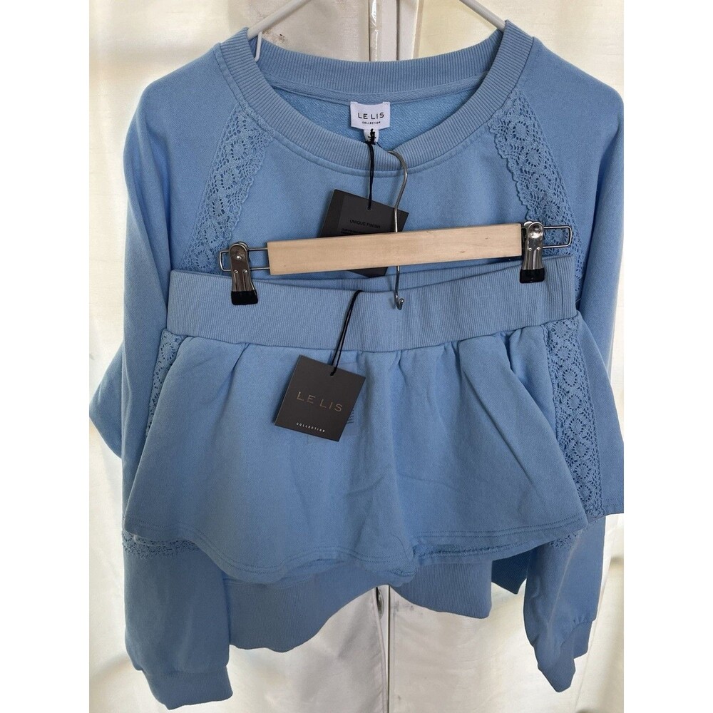 Lelis Collection Womens 2 Piece Activewear Sweatshirt & Skort Medium Blue NWT